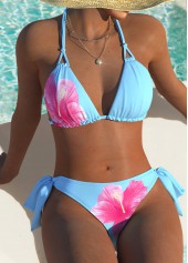 Mid Waisted Floral Print Light Blue Bikini Set | thumb picture 