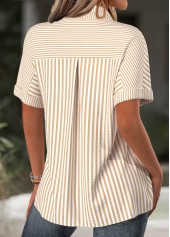 Light Camel Striped Short Sleeve Shirt | thumb picture 