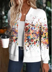 White Ombre Long Sleeve Stand Collar Track Jacket | thumb picture 