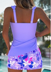 Mid Waisted Floral Print Light Purple Tankini Set | thumb picture 