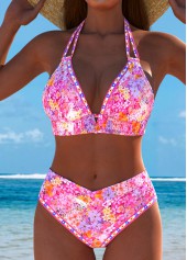 Mid Waisted Floral Print Pink Bikini Set | thumb picture 
