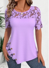 Purple Short Sleeve Round Neck T Shirt | thumb picture 