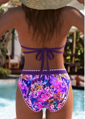 Mid Waisted Floral Print Purple Bikini Set | thumb picture 