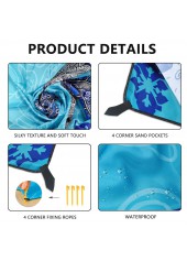 Blue Marine Life Print Beach Blanket | thumb picture 