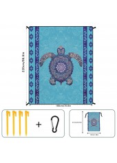 Blue Marine Life Print Beach Blanket | thumb picture 
