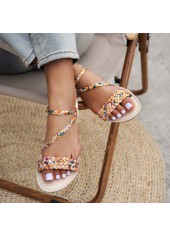 Multi Color Canvas Peep Toe Falt | thumb picture 