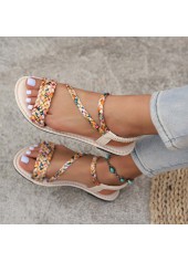 Multi Color Canvas Peep Toe Falt | thumb picture 