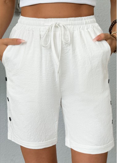 women clothes image of White Elastic Waist High Waisted Shorts