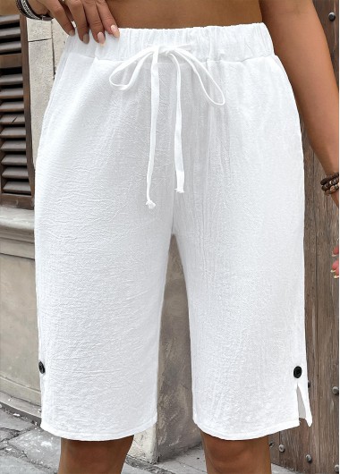 women clothes image of White Elastic Waist High Waisted Pants