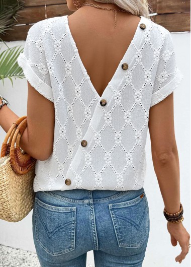 women clothes image of Raw White Short Sleeve Scoop Neck T Shirt