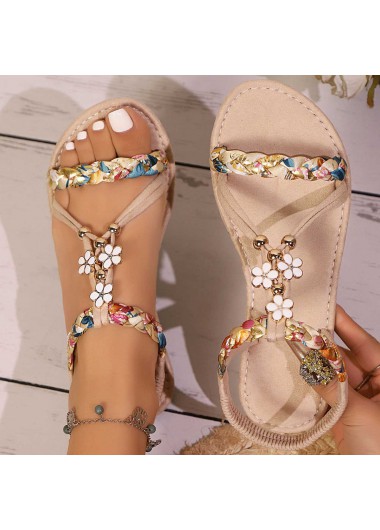 women clothes image of Raw White Tribal Print Round Toe Falt