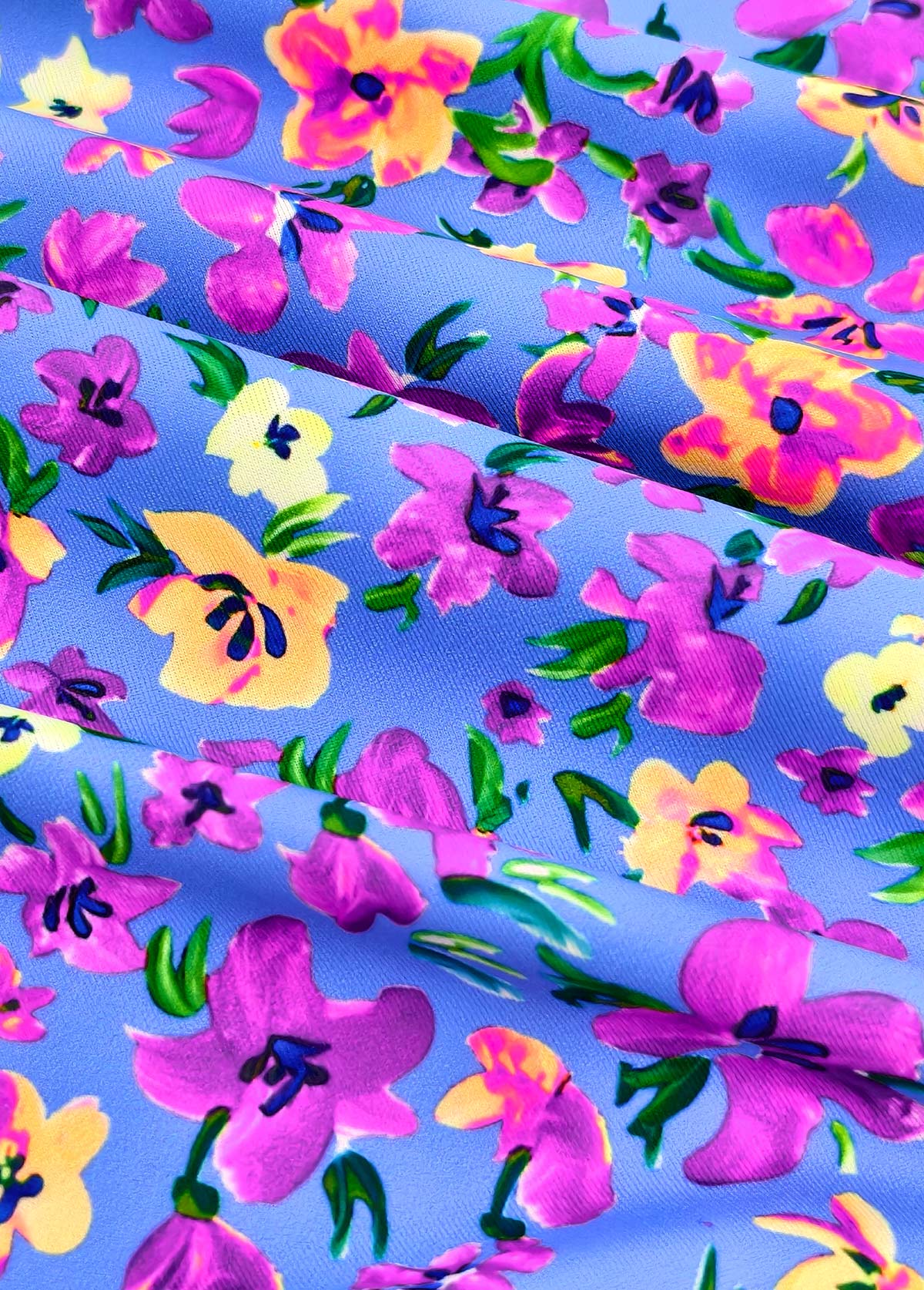 Smocked High Waisted Ditsy Floral Print Purple Tankini Set | picture 