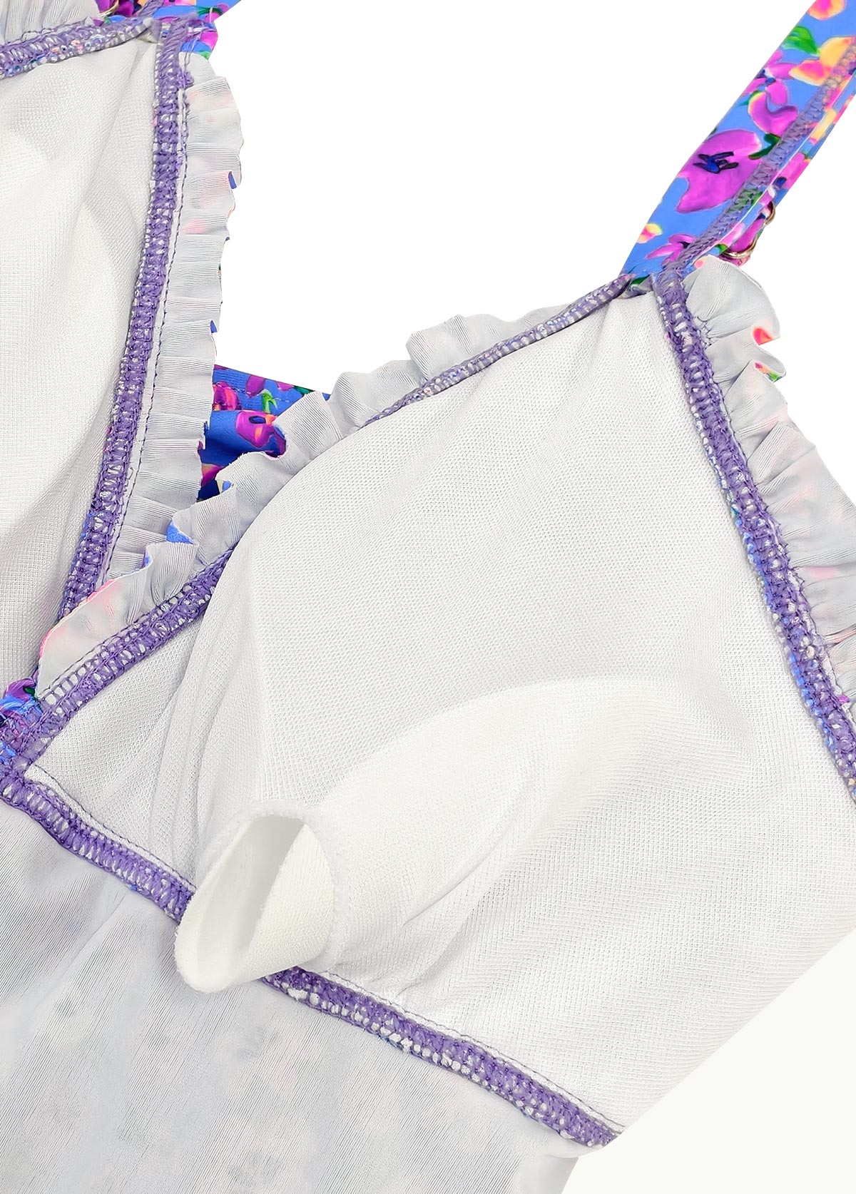 Smocked High Waisted Ditsy Floral Print Purple Tankini Set | picture 