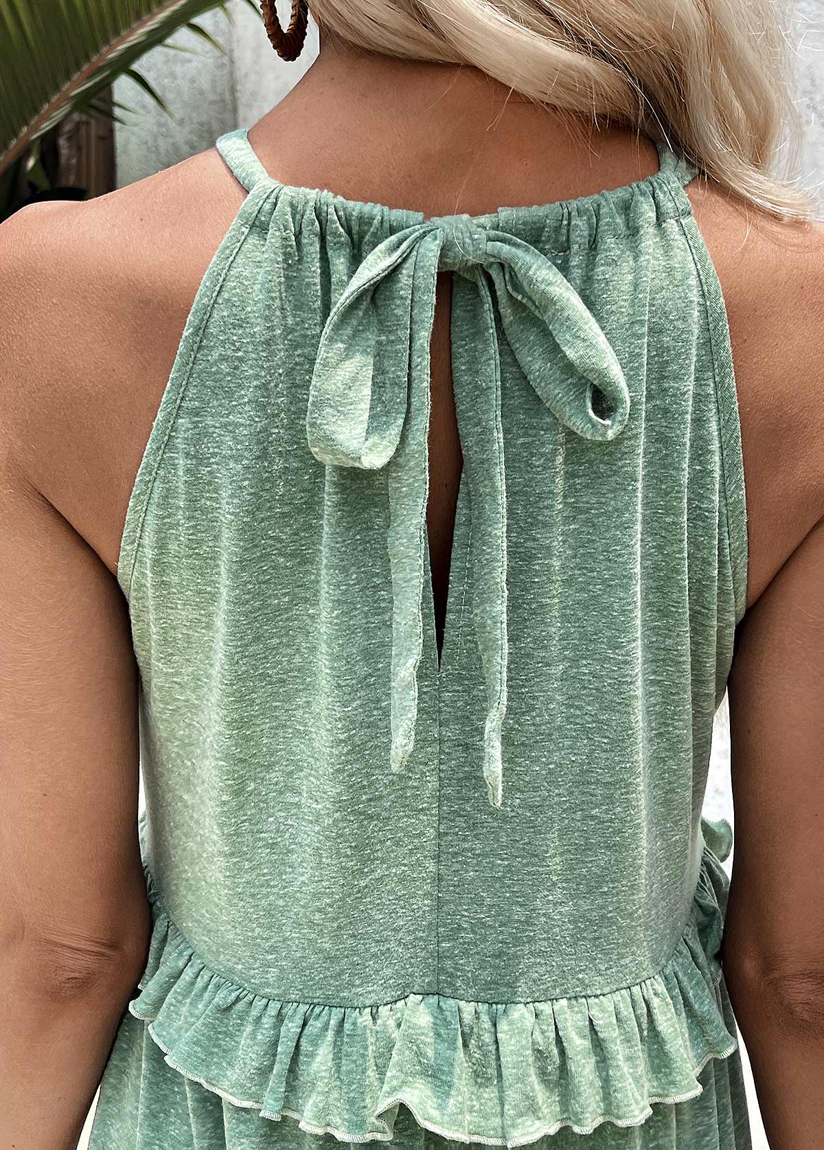 Sage Green Tummy Coverage High Low Sleeveless Dress | picture 