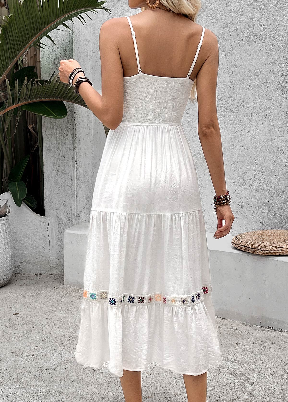 Beige Color Patchwork Strappy Bandeau Dress | picture 