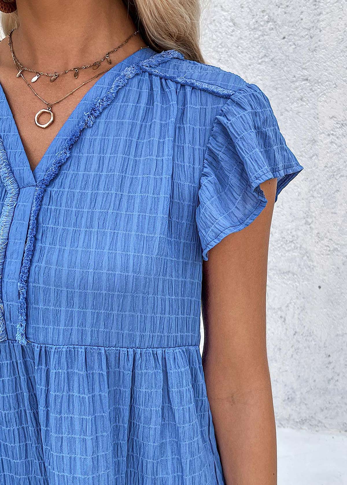 Blue Tummy Coverage A Line Short Sleeve Dress | picture 