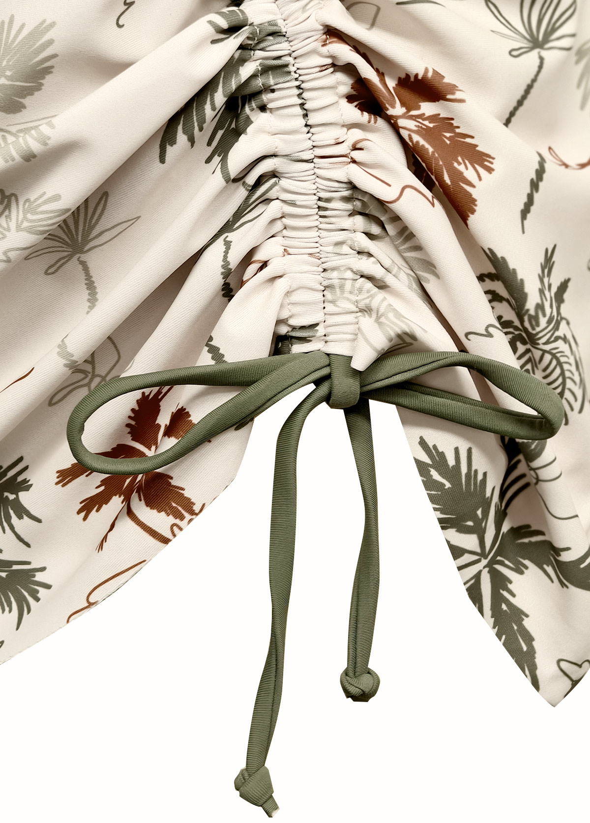 Mid Waisted Tropical Plants Print Beige Tankini Set | picture 