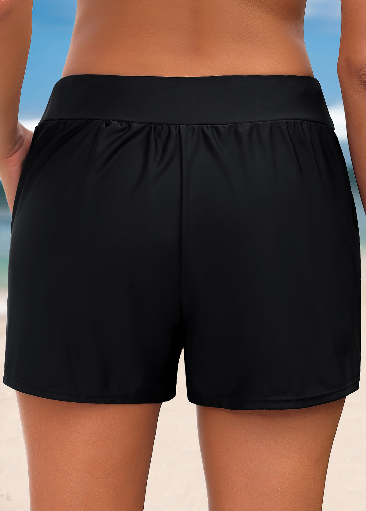 Mid Waisted Black Color Swim Shorts | picture 