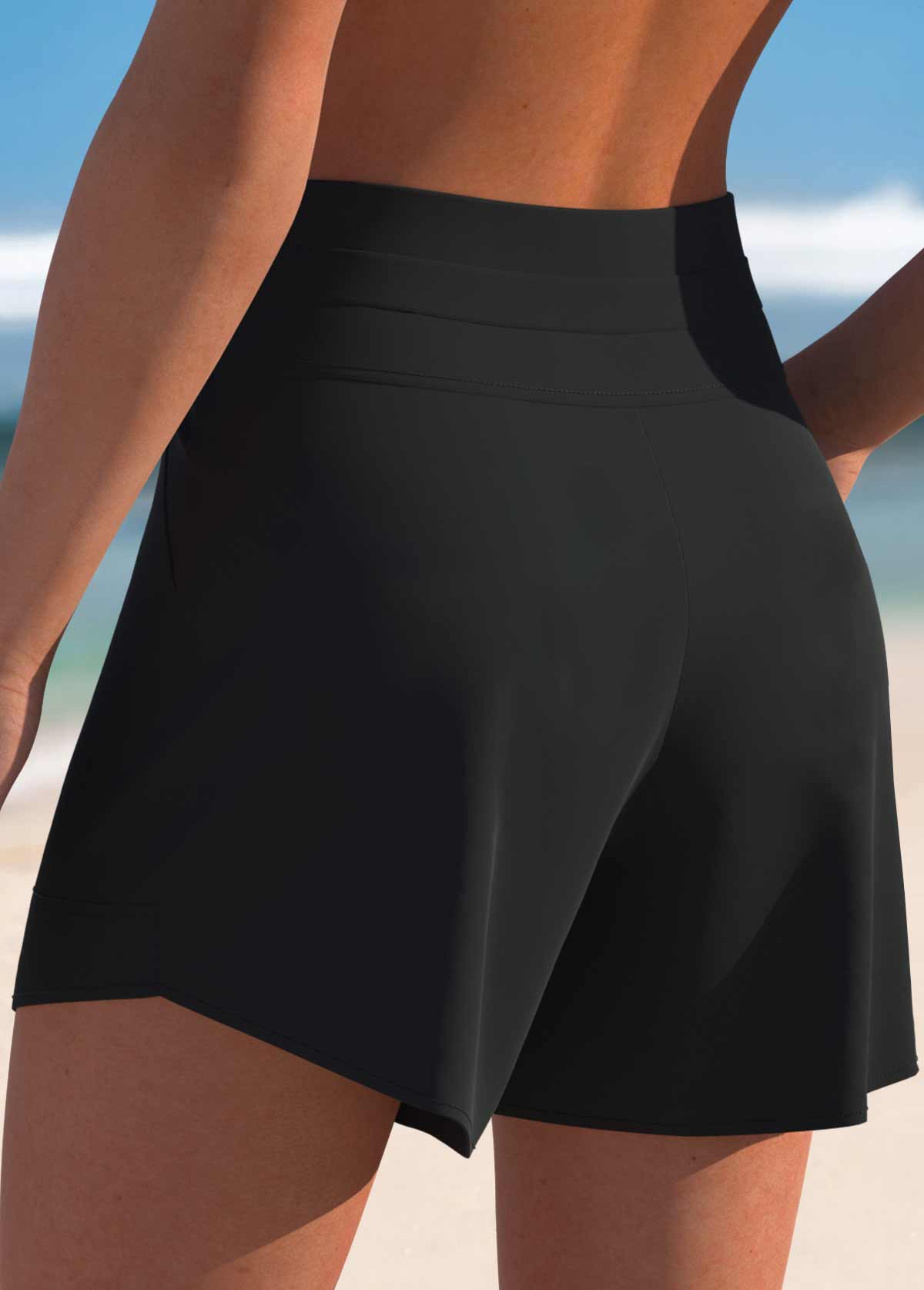 Mid Waisted Black Color Swim Shorts | picture 