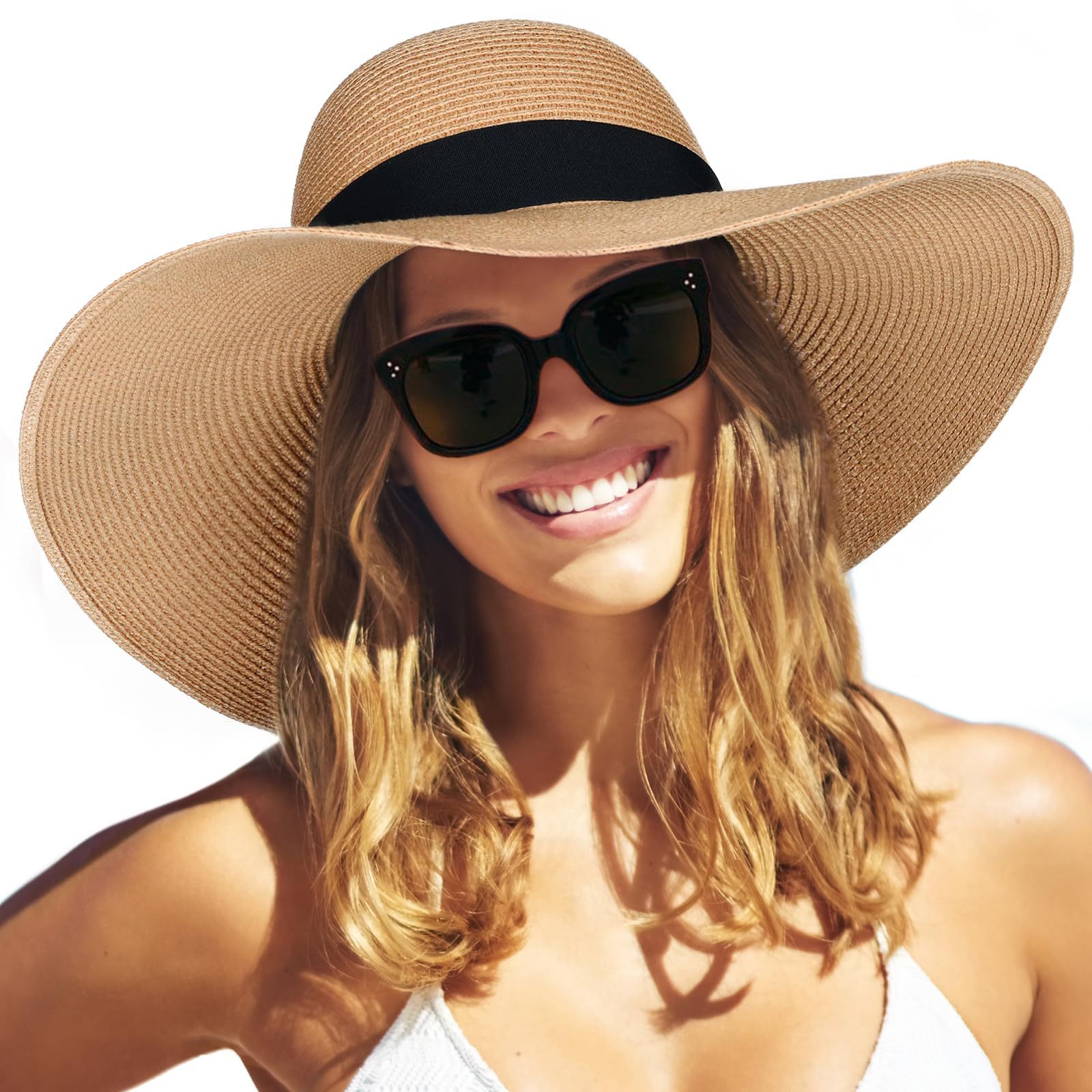 Light Camel Color Wide Brim Hat | picture 