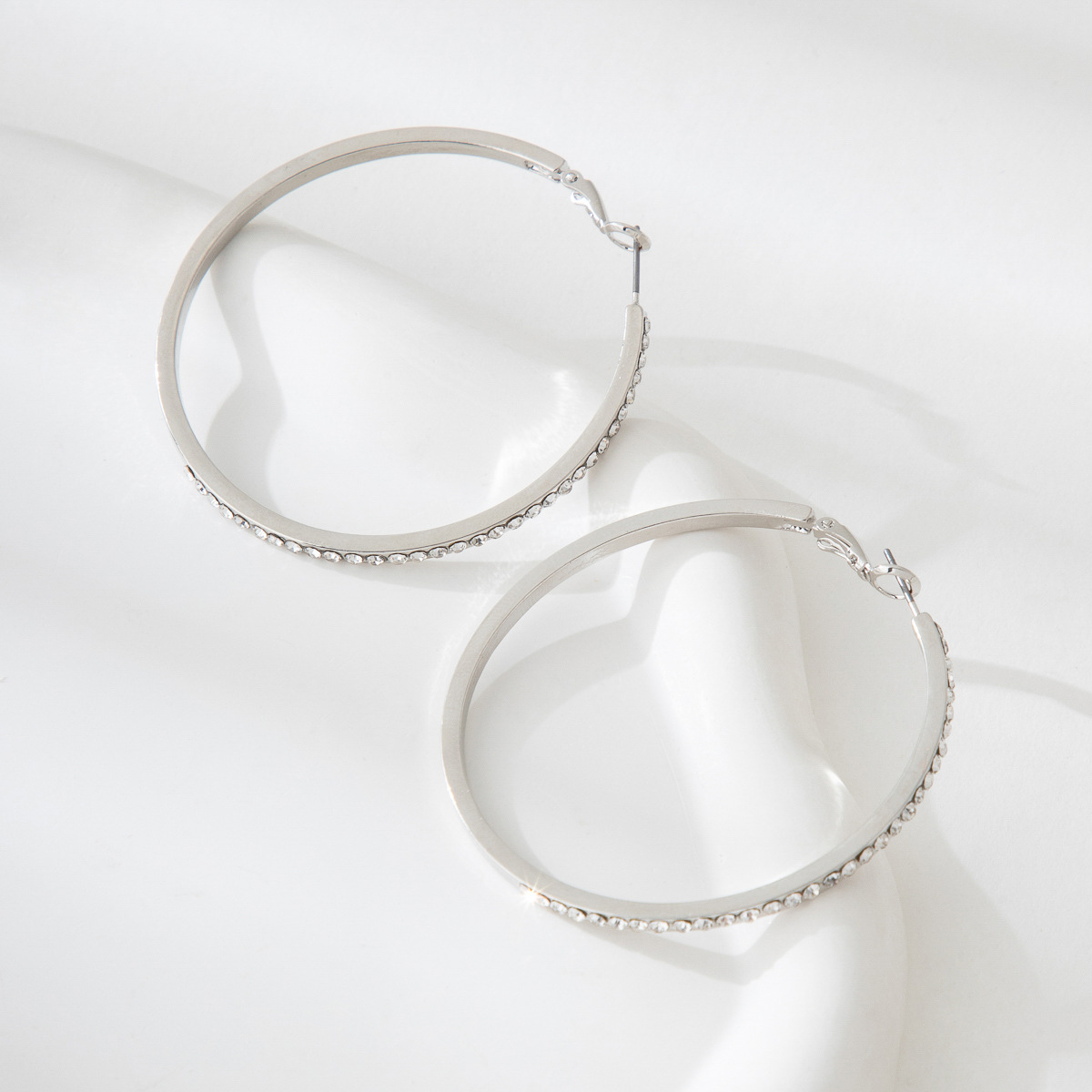 Silver Round Geometric Design Alloy Earrings | picture 