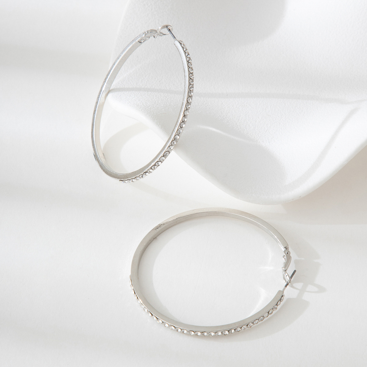 Silver Round Geometric Design Alloy Earrings | picture 