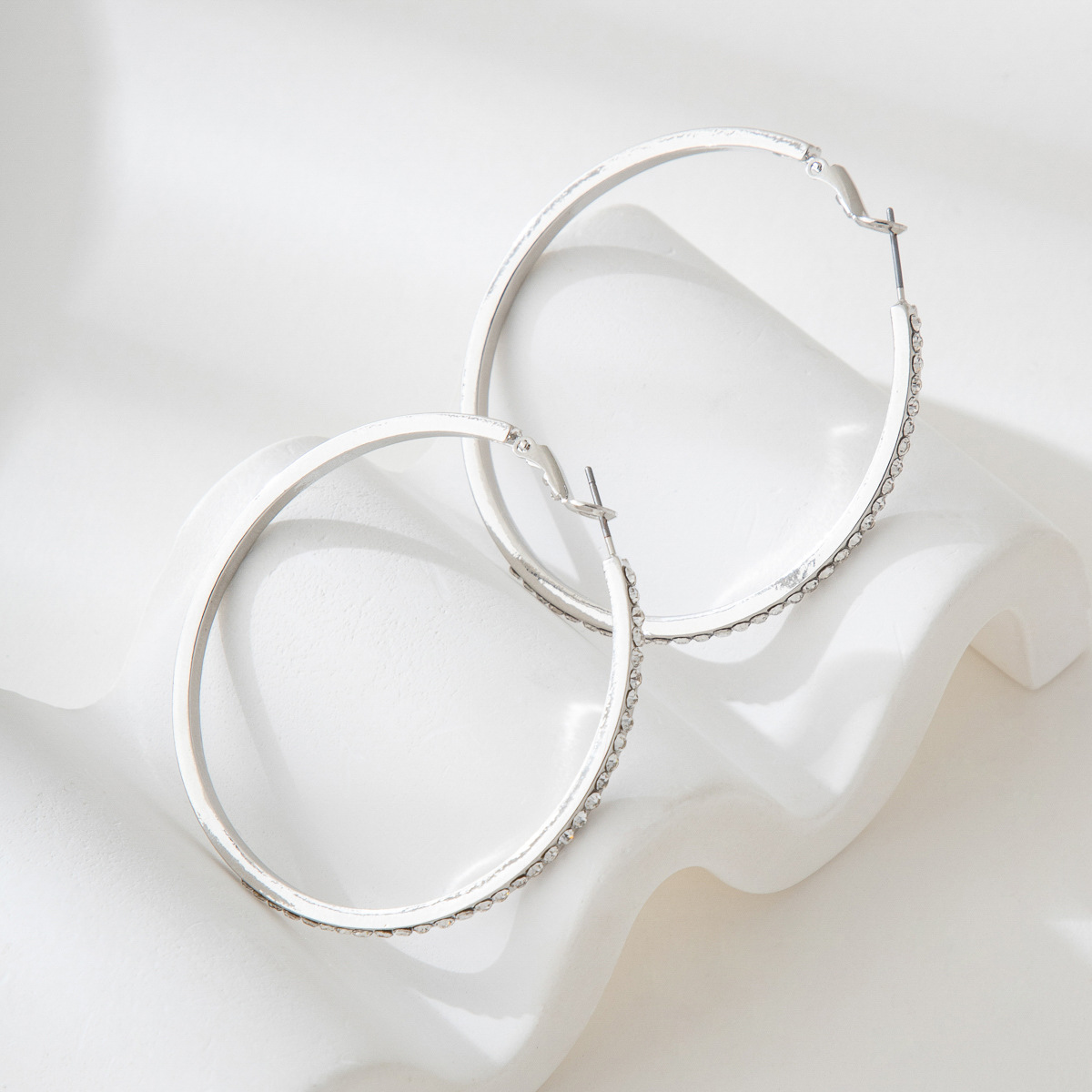 Silver Round Geometric Design Alloy Earrings | picture 