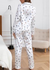 White Heart Print Long Sleeve Lounge Top and Pants | thumb picture 