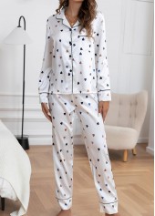 White Heart Print Long Sleeve Lounge Top and Pants | thumb picture 
