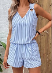 Plus Size Sky Blue Eyelet Striped TOP and Shorts