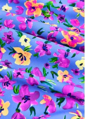 Smocked High Waisted Ditsy Floral Print Purple Tankini Set | thumb picture 