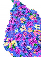 Smocked High Waisted Ditsy Floral Print Purple Tankini Set | thumb picture 