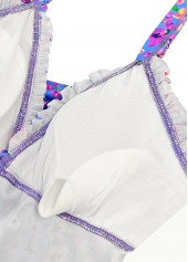 Smocked High Waisted Ditsy Floral Print Purple Tankini Set | thumb picture 