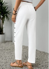 White Elastic Waist High Waisted Pants | thumb picture 
