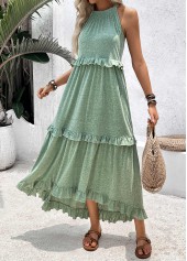 Sage Green Tummy Coverage High Low Sleeveless Dress | thumb picture 