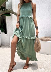 Sage Green Tummy Coverage High Low Sleeveless Dress | thumb picture 
