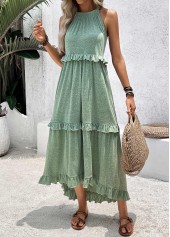 Sage Green Tummy Coverage High Low Sleeveless Dress | thumb picture 