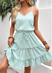 Light Green Tummy Coverage Short Strappy V Neck Dress | thumb picture 