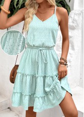 Light Green Tummy Coverage Short Strappy V Neck Dress