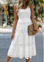 White Patchwork Round Neck Sleeveless Dress | thumb picture 