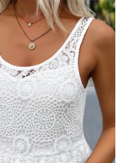 White Patchwork Round Neck Sleeveless Dress | thumb picture 