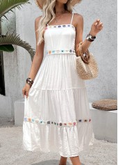 Beige Color Patchwork Strappy Bandeau Dress