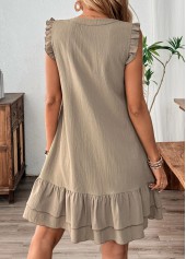 Gray Brown Short Sleeve V Neck Dress | thumb picture 