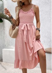 Pink Frill Strappy V Neck Dress | thumb picture 