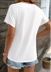 White Short Sleeve V Neck T Shirt | thumb picture 