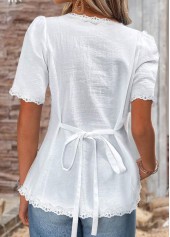 White Short Sleeve Square Neck Blouse | thumb picture 