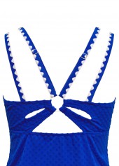 Mid Waisted Tropical Plants Print Royal Blue Tankini Set | thumb picture 