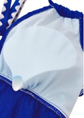 Mid Waisted Tropical Plants Print Royal Blue Tankini Set | thumb picture 