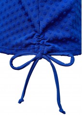 Mid Waisted Tropical Plants Print Royal Blue Tankini Set | thumb picture 