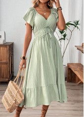 Sage Green Corset Short Sleeve V Neck Dress | thumb picture 